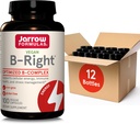 Jarrow Formulas B-Right, Optimizat B Complex Featuring Vit B1,B2,B5,B6,B12 și B9 pentru a sprijini energia celulară,Immune Health and Stressse Management,100 Veggie Caps, Până la o aprovizionare de 100 de zile, Pachet de 12