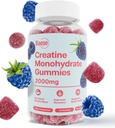Creatine Monohidrat Gume pentru bărbați și femei - de înaltă puritate Sour albastru zmeură- Creatină masticabilă Infuzat Gummy pentru forță musculară și energie Boost, Biodisponibil supliment pre-workout