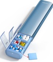 Vaydeer 7 Day Weekly Pill Organizator (Suport de 2 ori pe zi), Metal Travel Pill Case, Capacitate mare Zilnic Drăguț cutie de pastile pentru suplimente, pastile, vitamine și medicamente (Blue)