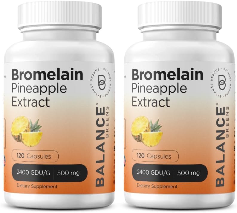 Balancebreens Bromelain 500mg, 120 capsule - Extract de Ananas Enzim digestiv, Suportă Digestia și Suplimentul Comun de Sănătate