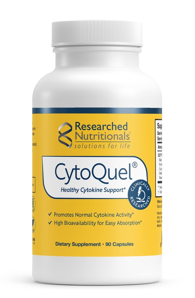 Nutriții cercetate CitoQuel cu N-Acetyl Cysteine, Suplimente vegetale și extract de turmeric - Promovarea funcției de citokine sănătoase pentru suport imun, somn și confort fizic (90 capsule)