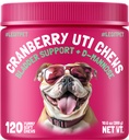 Cranberry UTI Chews for dogs Bladder Support + D-Mannose Supports renal urinar Tract şi vezica urinară Sănătate Natural Cranberry Wellness Suplimentul sistemului imunitar Booster Natural Pet Antioxidant 120 Chews