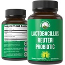 Lactobacillus Reuteri 50 Miliarde CFU Probiotice cu PreticX® XOS Prebiotic Studiat clinic - Capsule Probiotice Supliment pentru Sanatate Gut si Suport Digestiv - SUA testate pentru ambele femei si barbati