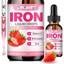 Supliment de fier lichid pentru femei Bărbaţi şi copii Multivitamine Picături de fier cu Folate, Vitamina C, B6, B12, Zinc pentru anemie, Deficit de fier, Blood Builder, Energie - Aroma naturala de capsuni, Vegan 2 Fl Oz