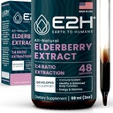 E2H Elderberry Syrup - supliment antioxidant puternic din extract de boabe de soc organice - Sambucus Elderberry Syrup pentru copii si adulti pentru suport imun - non-GMO, Vegan - 2 Fl Oz
