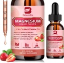 Magneziu lichid picătură, Magneziu Glicinat Supliment Complex cu Taurat de magneziu, Citrat, Calciu, Potasiu, Vitamina, Zinc - Suport Relaxare, Energie și Sănătate Bowel