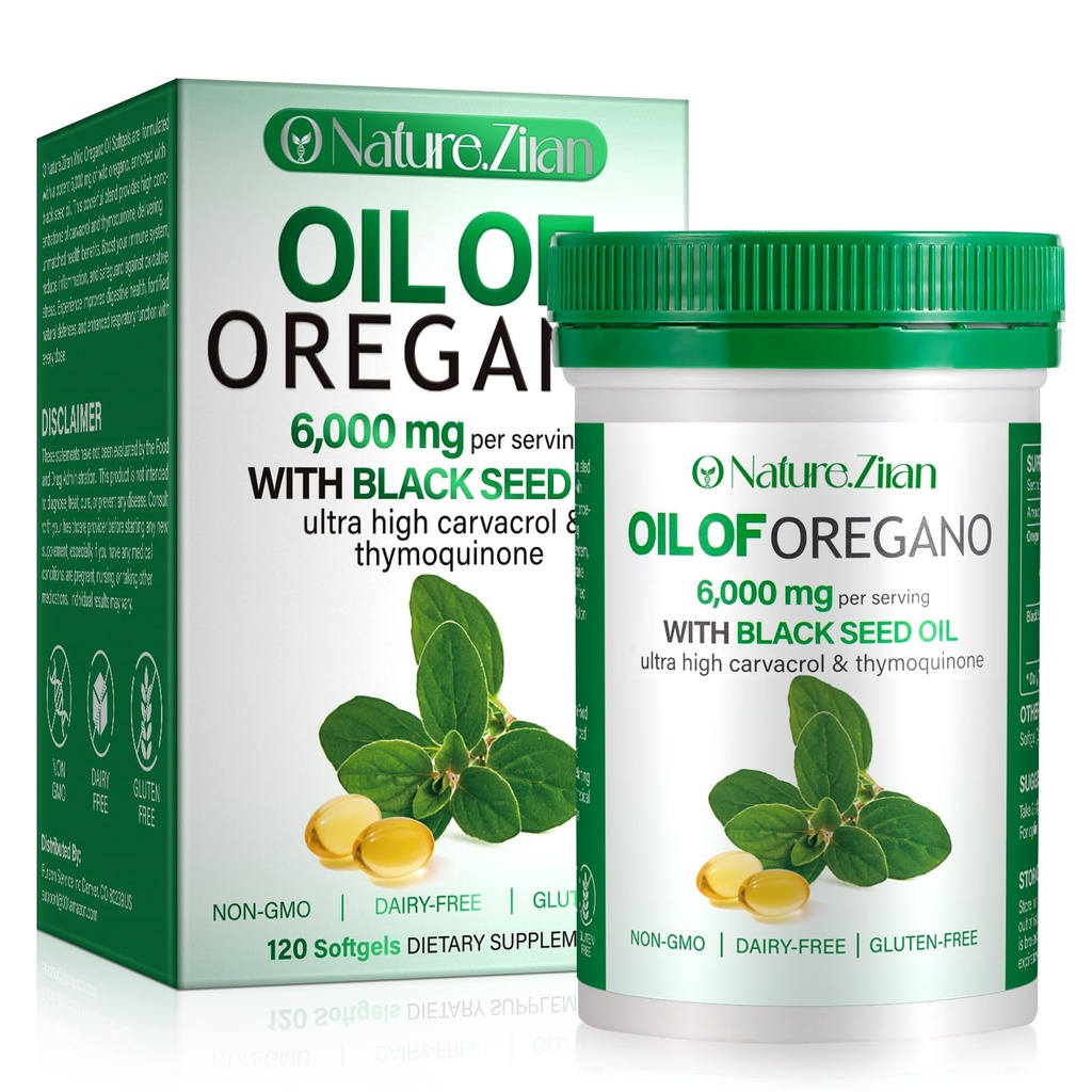 Ulei de Oregano Softgel - Ulei organic de Oregano cu semințe negre - 2 în 1, 120 Conte