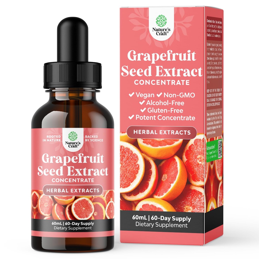 GSE Extract de semințe de grapefruit lichid - o picătură de zi cu zi - Super concentrat de semințe de struguri Extract de lichid picături bogate în bioflavonoizi și polifenoli pentru sănătate gută și suport imunitar - 2OZ - 60 Serviri