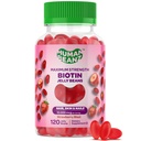Biotin Jelly Bean Gummy Vitamine, puterea maxima Biotina pentru par, piele si unghii, 10.000mcg per servire, cresterea parului vitamine pentru barbati si femei, 120 Strawberry Blast Jelly Beans, Kosher