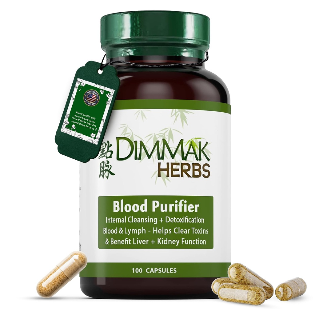 Dimmak Herbs Certified Organic Blood Purifier for Intern Cleansing & Detoxifiere + Beneficii Ficat și rinichi Funcție 