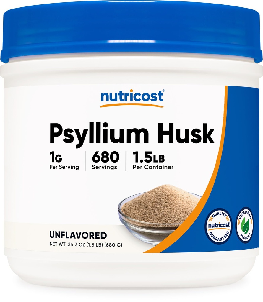 Nutricost Psyllium Husk Powder (1,5 lire sterline) - fără OMG-uri, fără gluten