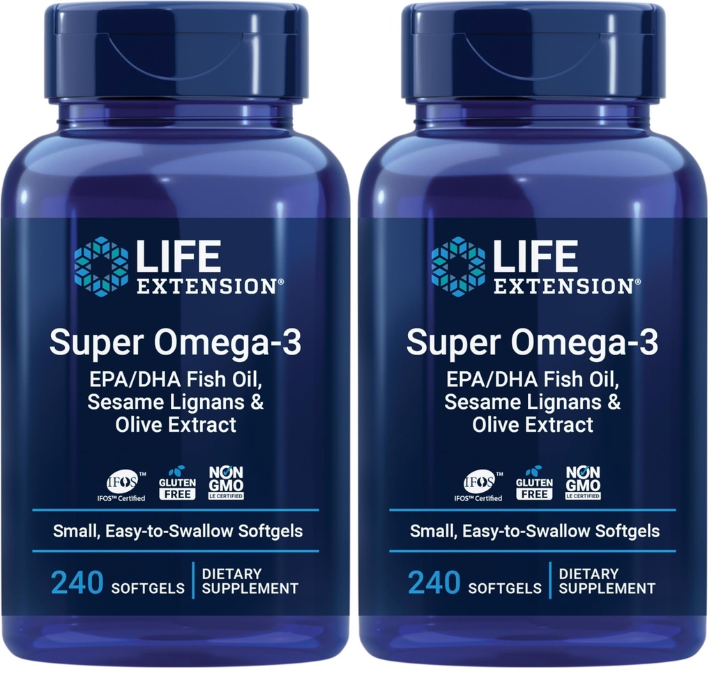 Life Extensie Super Omega-3 Ulei de pește EPA/DHA, Sesame Lignans & Olive Extract 