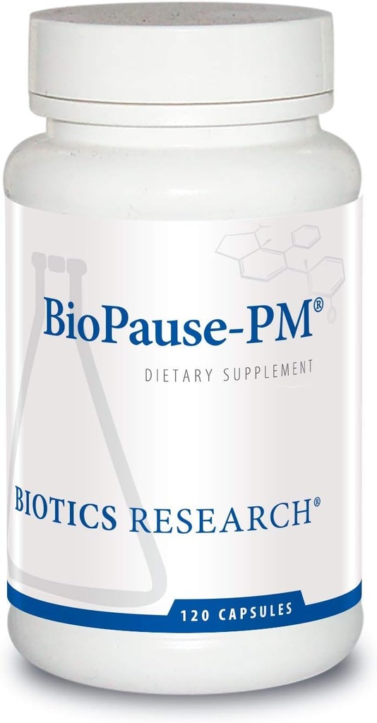 Biotics Research BioPause PM Timp de noapte Menopauză Suport Echilibru hormonal, Black Cohosh, Lemon Balsam, Passionflower, Promovează Relaxare și calm, Regulează Rhythms Circadian, Somn regulat 120Caps