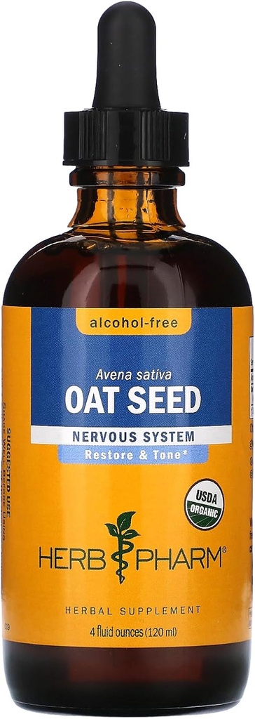 Herb Pharm Certified Organic Ovaz-Free Glicerit pentru Suport Sistem Nervos - 4 Once