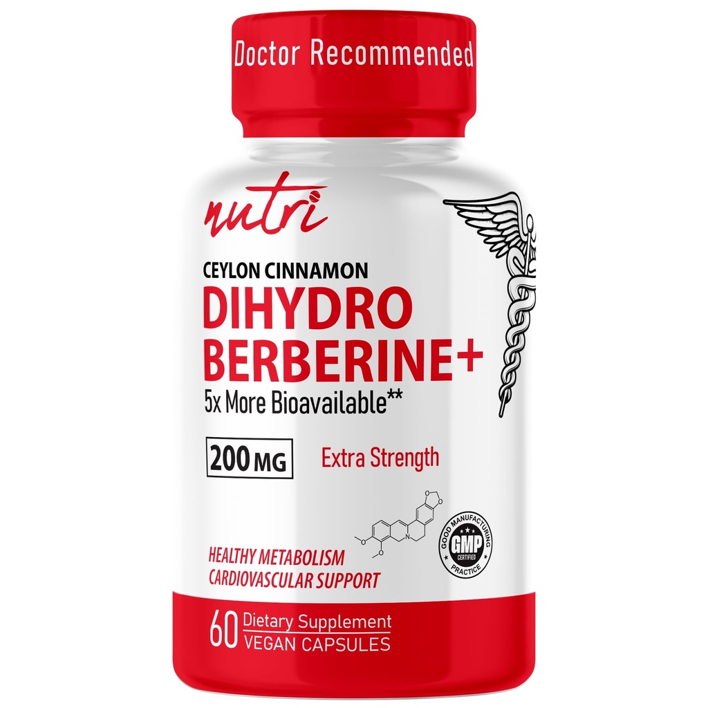 Fusions Natura's Dihidroberine Supliment 200mg 60 Capsule - cu scorțișoară Ceylon, 5X mai eficient decât Berberine HCL regulat - Nutri Suplimente