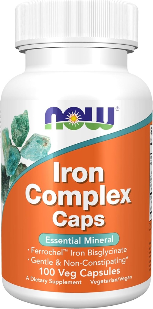 NOW Foods Supplements, Iron Complex Caps, Non-Constipating*, Essential Mineral, 100 Veg Capsules