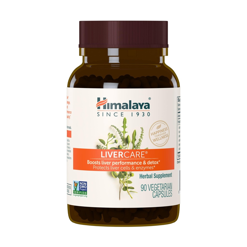 Himalaya LiverCare pentru suport hepatic total, Cleanse și dezintoxicare, protejează celulele și enzimele, 375 mg, 180 capsule, 90 zile de aprovizionare