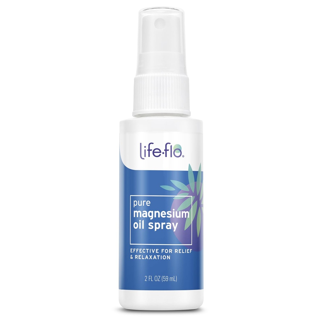 Spray de ulei de magneziu pur de viață-flo spray de magneziu w / Clorura de magneziu concentrat din Seabed Zechstein, calmant Relief și relaxare, Soothes musculare și articulații, 60 de zile de garanție, Nu testat pe animale, 2oz
