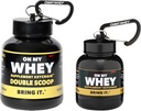 ONMYWHEY Pudră de proteine Container pentru a merge - Sticla de apă de călătorie Funnel pentru amestecuri, Portable Pre Workout Supliment Containere & Dispenser Funnels, Mini Preworkout Suplimente Holder Keychain Sticle