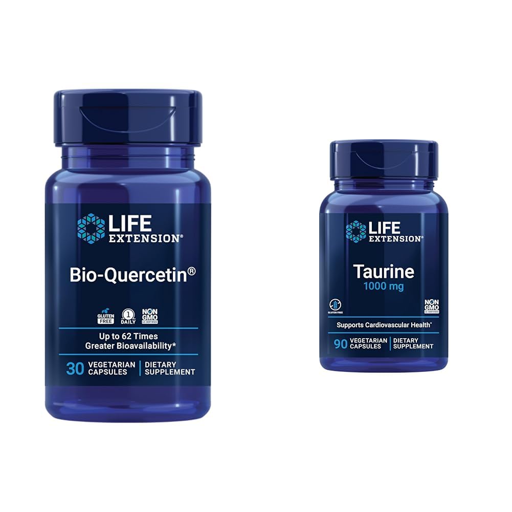 Extensie de viaţă Bio-Quercetină 30 Capsule & Taurină 1000 mg 90 Capsule Bundle