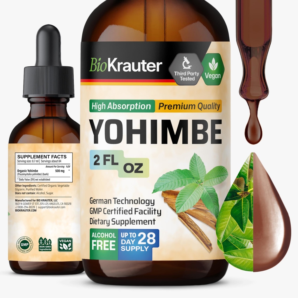 BIO KRAUTER Yohimbine - Suplimente Vegan Yohimbe pentru bărbaţi şi femei