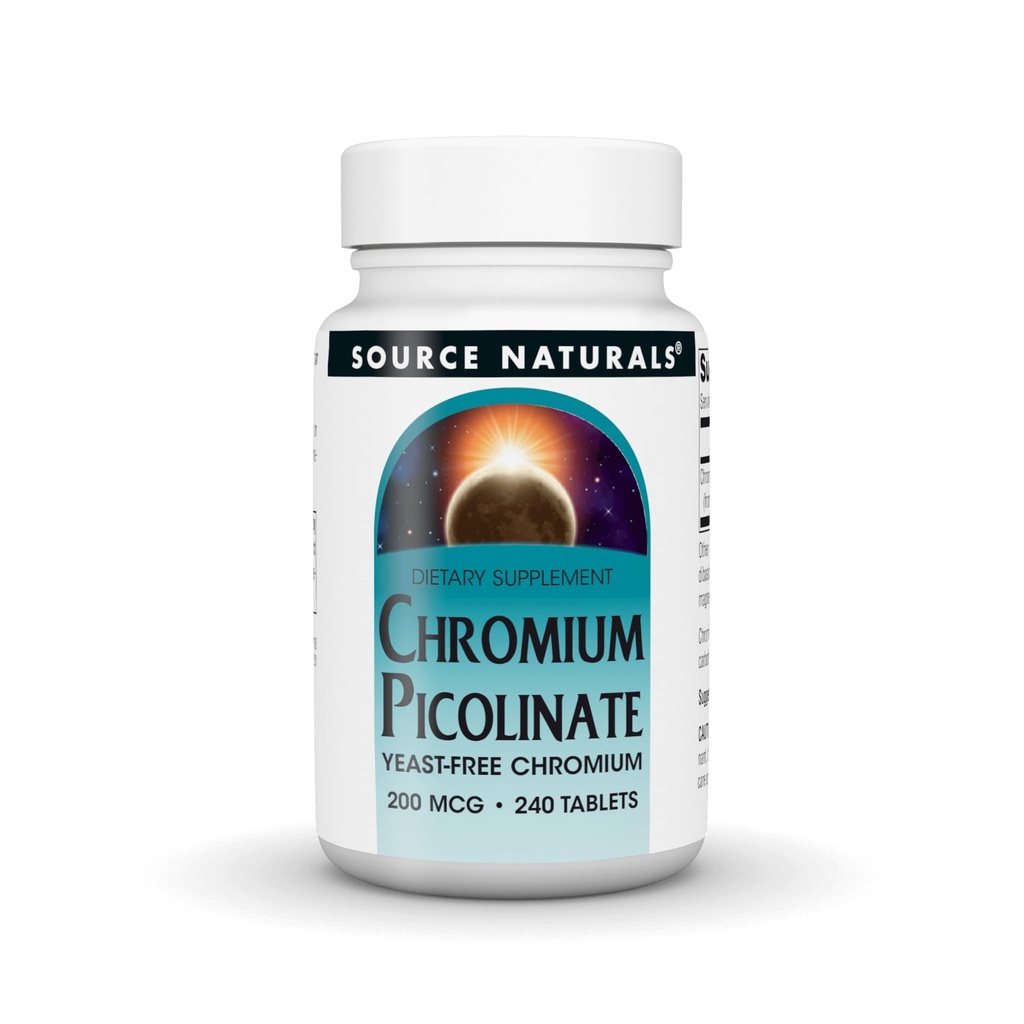 SOURCE NATURALS Crom Picolinat 200 Mgg comprimat, 240 Număr