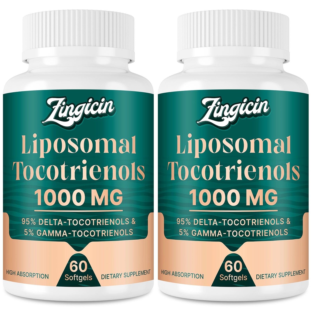 Vitamina E Tocotrienols - Liposomal Tocotrienols Supliment 1000 mg, extrem de absorbabil Delta Tocotrienol și Gamma Tocotrienol pentru sănătatea osoasă, și suport antioxidant, 120 Softgels