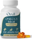 ORVIT Omega 3 Ulei de pește Softgel 2000 mg - Ultimate EPA DHA Supliment pentru bărbați și femei - Burpless - Nu gust de pește - 180 Softgels nearomatizate - Organic, Non OMG - Made in the USA