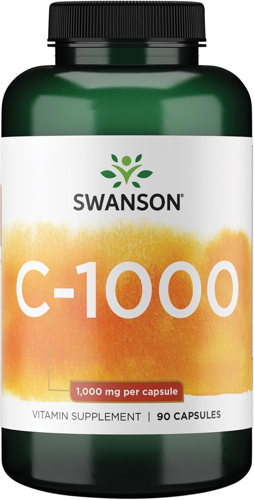 Swanson Vitamina C w/Rose Hips - Suplimentul vegetal Promovarea sanatatii pielii, Heart Health & Immune System Support - Formula naturala de promovare a protectie si Wellness - (90 capsule, 1000mg fiecare)