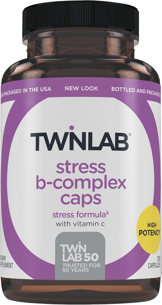 Capace Twinlab Stress B- Complex - Supliment de suport energetic cu vitamine B12 și B6-250 capsule
