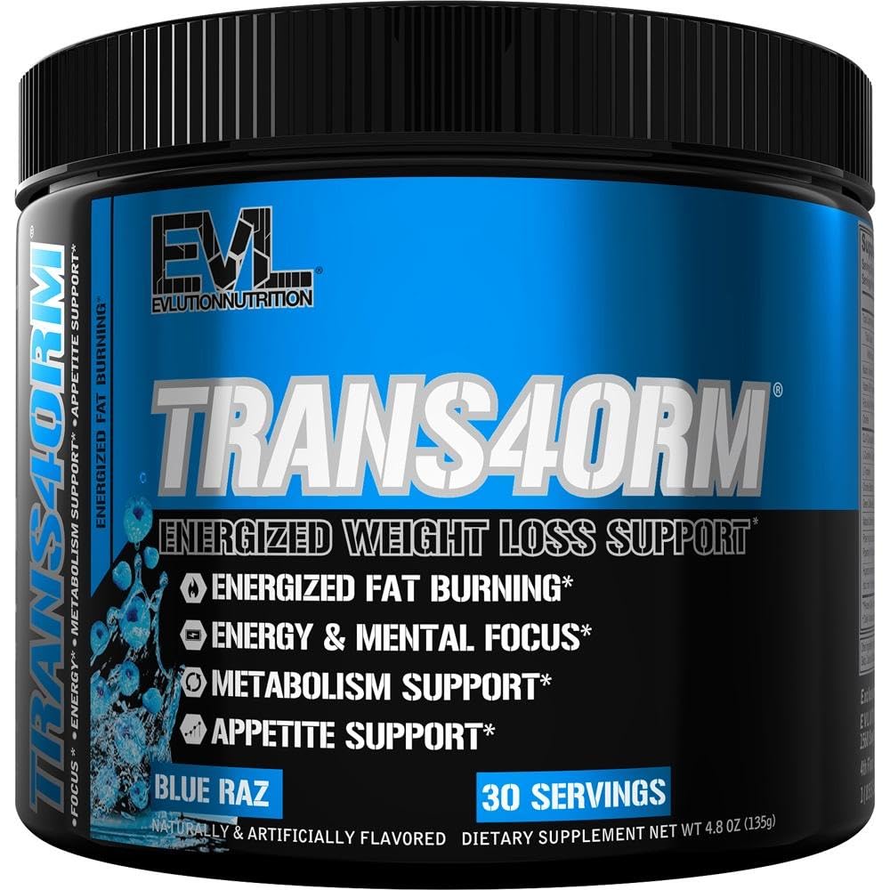 Evlution Thermogen Fat Suport de ardere pulbere Nutriţie Trans4orm rapid de acţionare Powder energie pentru a sprijini rapid de pierdere în greutate metabolice şi concentrat mental cu CLA Carnitina şi Alpha GPC - Blue Raz