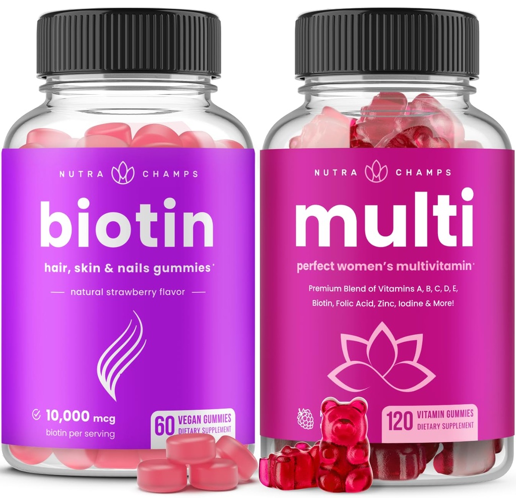 NutraChamps Biotin Gummies and Womens Multivitamine Gummies