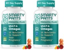InteligentPants Multivitamine Gummies, Omega 3 (DHA/EPA), Methylfolat, Biotin, Vitamina D3, C, Vitamina B12, B6, A, K & Zinc, Gluten Free, 120 Conte (40 zile de aprovizionare) (Pachet de 2)
