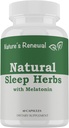 Suplimentul de somn natural de reinnoire a naturii - Melatonina, Root Valerian, Ashwagandha, Magneziu, Mușețel, Herbal Herbal Ajutor pentru adulți - 60 Capsule