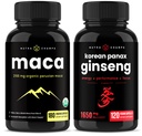 NutraChamps capsule rădăcină Maca și capsule coreene ginseng 2 ambalaj Bundle
