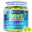 Mens Multivitamine Gumies, Multivitamine metilizate pentru barbati, Complex B, Minerale, Omega Vegan 3, Probiotic, Enzime, Antioxidanti pentru Men Complete Daily Support, Sugar Free, Vegan (No Iron) 60 Counts
