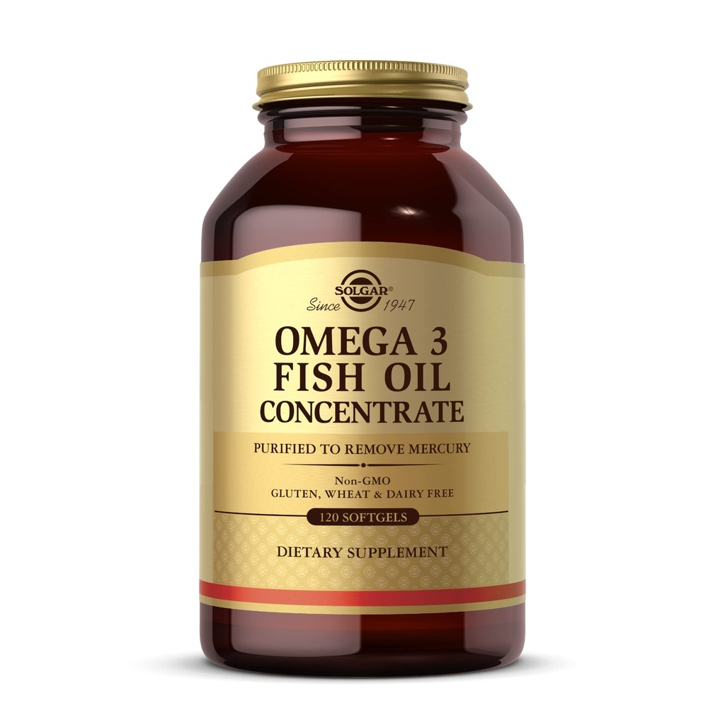 Solgar Omega-3 Concentrat de ulei de pește - 120 Softgels - Sprijin pentru sănătatea articulară și metabolică - Gluten gratuit, non-GMO, lactate gratuit - 60 Serviri