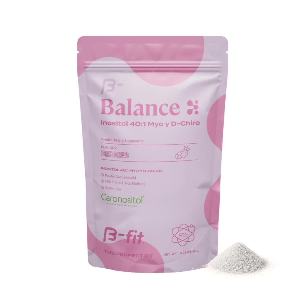 Echilibrul inozitol 150g - Inositol 40:1 Myo & D-Chiro - Suplimentul alimentar pudrat - Aroma de Berry - Acid folic - Nu aditivi - 100% Pure - Sticla gratuit