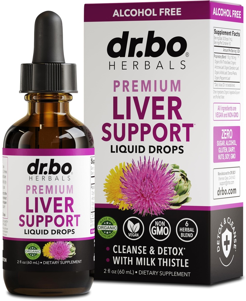 Ficat Cleanse Detoxifiere & Reparatii Organice - Suport organic pentru ficat Suplimentul picături lichide, Milk Thistle Dandelion, Chanca Piedra Extract, Artichoke - Gallbladder Sănătate Formula Suplimente Picături lichide 2oz