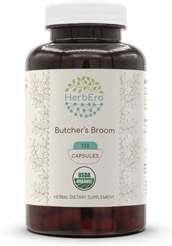 HerbEra Butcher's Broom USDA Organic 120 Capsules 