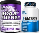 Evlution ZMatrix Magneziu și Zinc Post Antrenament Supliment (60 Serviri) Plus Replenishing BCAAs Amino Acids Pulbere pentru Pre & Post Workout (Grapă, 30 Serviri)