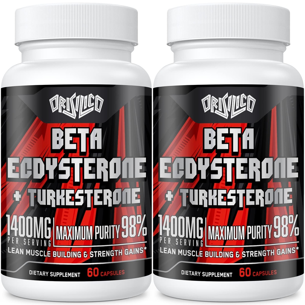 1400mg Beta Ecdysteron si Turkesteron Suplimente, Maximizat 98% Beta Ecdysteron & 20% Extract Turkesteron pentru masa musculara, Putere, Sinteza proteinei, 120 capsule