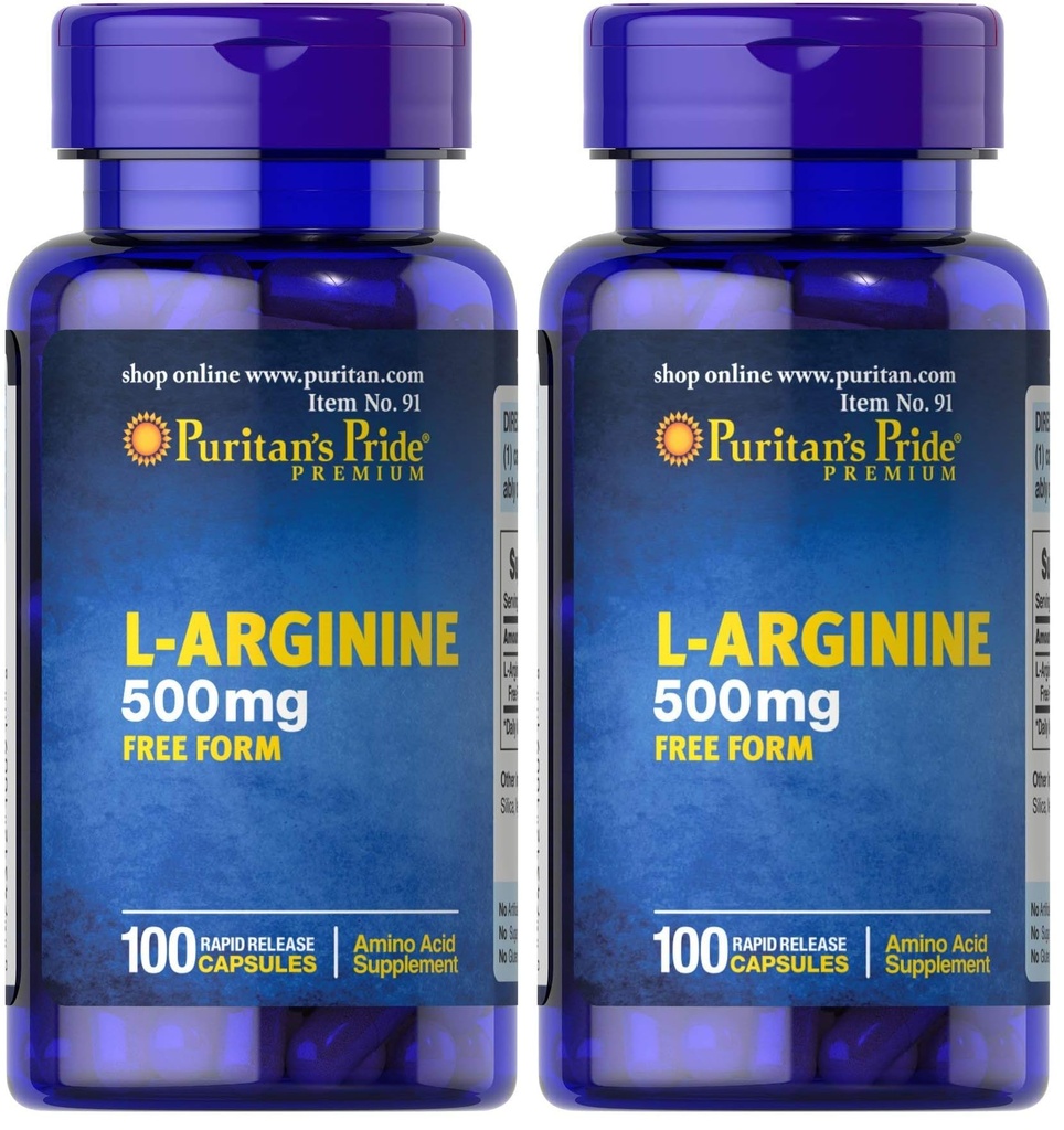 Pride L- Arginine 500 mg, Heart Health Support, 100 Count (Pachet de 2)