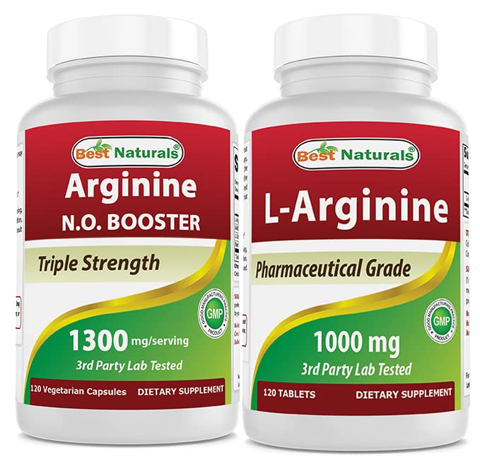 Cele mai bune naturale L-Arginină NO Booster 1300 mg & L-Arginină 1000 mg