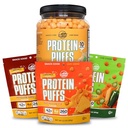 Twin Peaks Low Carb, Keto Friendly Proteine Puffs, Usturoi Parmesan (300g, 21g Proteine, 2g carbohidrati) + Twin Peaks Ingrediente Carb scăzut, Keto Puffs proteine prietenoase, (Pachet de Variety, 2.1 Ounce), 2 Serviri,