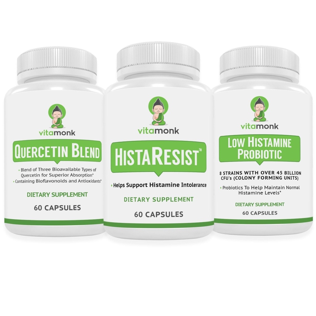 VitaMonk Quercetin, HistaResist & Probiotice Histamine Low - Suport imun, Digestiv & Antioxidant - Querbetin 500mg, DAO Enzyme, 45 miliarde CFU
