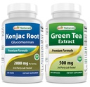 Konjac Glucomannan Root 2000 mg & extract de ceai verde 500 mg