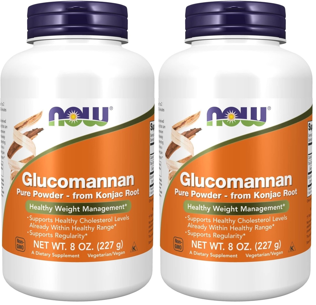 now Foods Supplements,Glucomannan (Amorphophallus konjac) Pure Powder,Suports Regularity*,Healthy Weight Management*,8 Ounce,(Pack of 2)