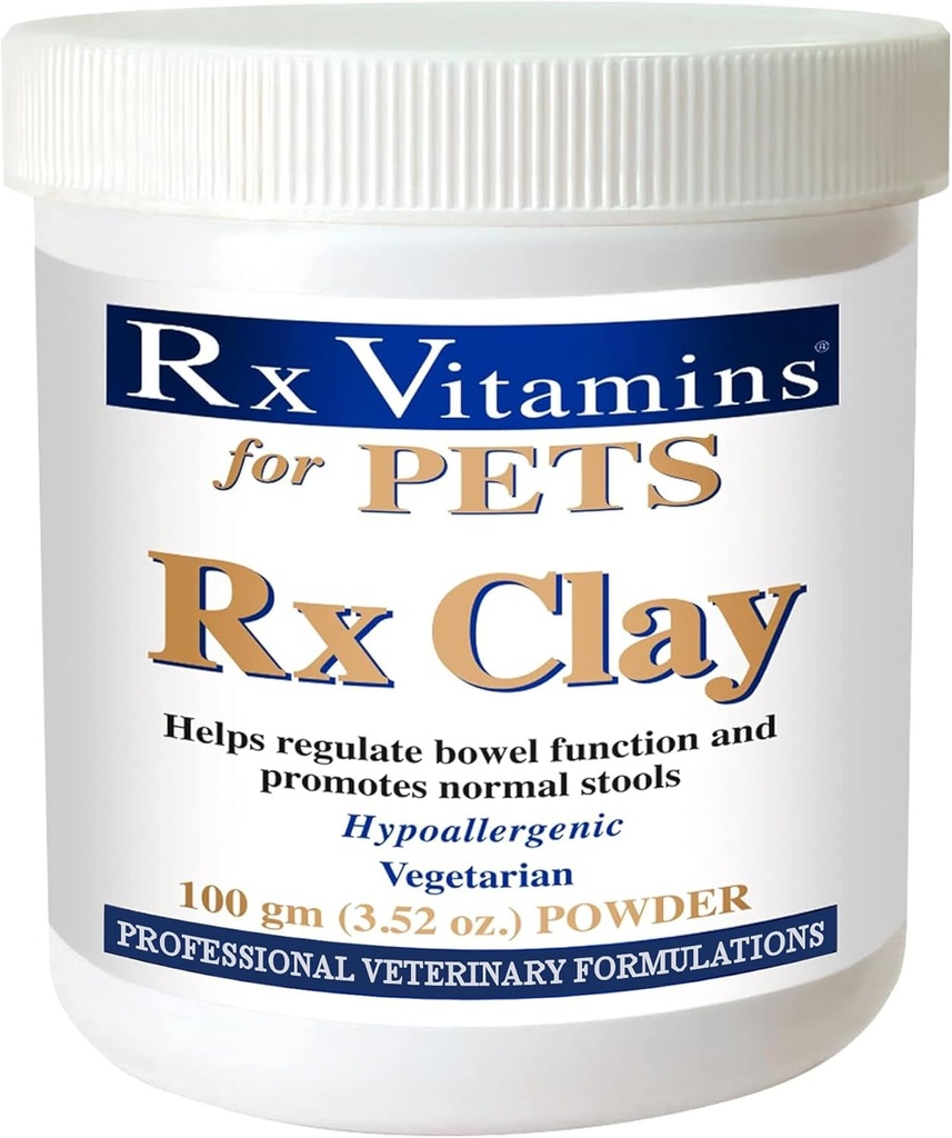 Rx Vitamine Rx Clay Powder pentru animale de companie - Anti Gas & Anti Diaree pentru câini și pisici - Pet Digestive Health & Stool Supplement - Cat & Dog pentru eliminare- 3,52 oz.