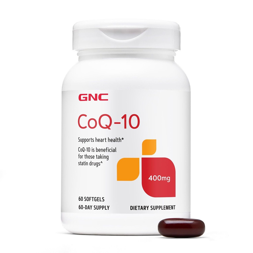 GNC CoQ-10 400mg - Heart Health & Cellular Energy Supplement Dietary - Antioxidant pentru sistemul cardiovascular sănătos - Ușor de înghiţit Softgels - Gluten-Free - 60 Conte (60 Servings)